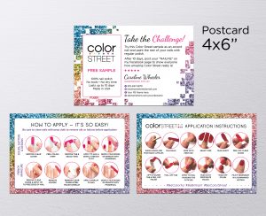 Color Street Challenge Sample Cards, Color Street Twosie Cards, Color Street Business Cards, Nail Stylist Twosie Challenge Postcard CS#12