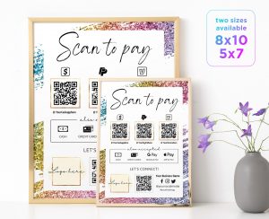 Scan to Pay Template, Scan to Pay Sign, QR Payment Template, Editable Canva Template, QR Code Template, small business Sign Template StP#15