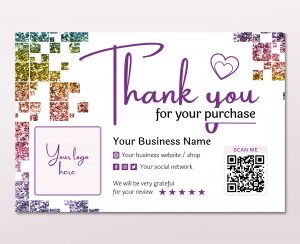 Business Thank You Cards, INSTANT DOWNLOAD, Custom Template Insert card Thank You Card Editable Canva Template 4x6", Printable Thank You #12