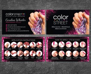 Personalized Nail Business Cards, Color Street Business Cards, Application Instructions, Independent Stylist, ColorStreet Business Card CS#2