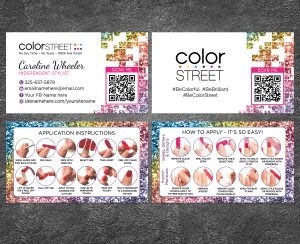Color Street Business Cards, Nail Business Cards, Application Instructions Nail Color Street Independent Stylist, Business Card CS#12