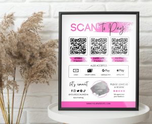 Scan to Pay Template, Scan to Pay Sign, QR Payment Template, Editable Canva Template, QR Code Template, small business Sign Template StP#2N
